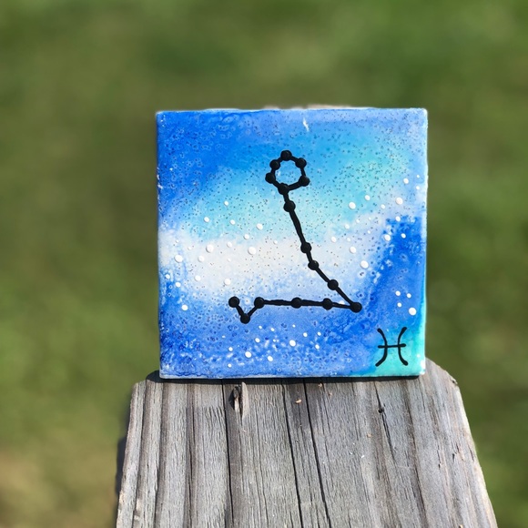 Other - Blue Pisces Zodiac Constellation Ceramic Art Decor
